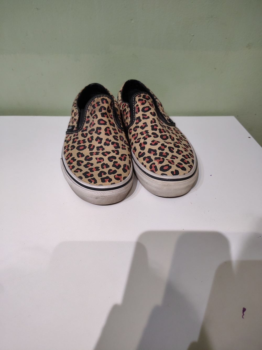 Vans Big Girls Size 4 Leopard Print Animal Print Canvas Shoes Slip Ons